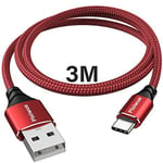 USB C Cable 3M, USB A to USB C Fast Charger Cable Nylon Braided USB Type C