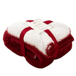 Lifestyle comfort ltd LSC Couverture en Polaire Sherpa pour canapé et lit - Double Face - Tissu en Peluche Thermique et Moelleuse - en Microfibre - pour l'hiver - Rouge - Double - 150 x 200 cm