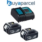 2 x Genuine Makita 18V 5.0Ah LXT Lithium Battery BL1850 + DC18SD 240v Charger