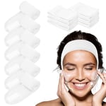 LOPHE Microfibre Bandeau Cheveux Femme Maquillage,6PCS Bandeau Réutilisable de Maquillage Réglable Headband avec Magic Tape Pour Spa Yoga Sport Se Maquiller Soins du Visage,Blanc