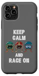 Coque pour iPhone 11 Pro Casques rétro vintage, Go Kart Car Racing, Keep Calm & Race On