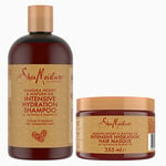 SheaMoisture Masque Soigne et Hydrate intensément 355ml + Shampooing Super Hydratant Miel de Manuka & Huile de Mafura, pour cheveux secs et abîmés, Hydrate intensément et Reconstitue 384ml