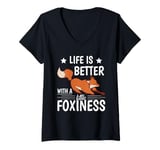 Womens Life is better with a little foxiness cute Foxes V-Neck T-Shirt