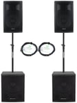 Pack Sono Enceinte Actif DJ Bluetooth USB 850W 2 Subwoofer 18" Haut Parleur 15"