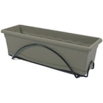 PLASTIKEN Jardinière 60x20 Cm + Plateau + Support balcon Collection TERRA - Taupe