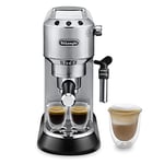 De'Longhi Dedica Style EC685.M, Machine à Expresso avec Buse à Mousse de Lait Professionnelle, Seulement 15 cm de Large, Réservoir de 1 L, Boîtier en Métal, Compatible avec les Dosettes E.S.E, Métal