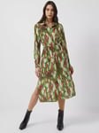 French Connection Innes Delphine Abstract Shirt Midi Dress, Algae Green/Multi