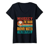 Womens Whiskey The Magic Brown Water For Fun People V-Neck T-Shirt