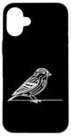 Coque pour iPhone 16 Plus Line Art Oiseau et Ornithologue Pin Siskin