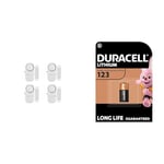 Alarme de Contact magnétique pour Portes et fenêtres + Duracell 123 Pile lithium haute puissance 3V, lot de 1 (CR123 / CR123A / CR17345), pour caméras Arlo, capteurs, verrous sans clé, flashs photo et