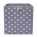 LIFENEY Boîte de rangement avec motif étoilé gris foncé - Boîte à jouets avec étoiles - Convient aux étagères cubiques - Boîte de rangement pour chambre d'enfant - Panier de rangement comme accessoire