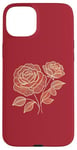 Coque pour iPhone 15 Plus Art floral rose botanique, style minimaliste