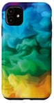 Coque pour iPhone 11 Nuages colorés. bleu, vert, jaune et rouge