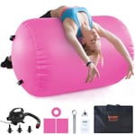 Gymnastikmatta - VEVOR - Uppblåsbar Gymnastik Roller Yoga Cylinder med Gym Pump Rosa 60 x 60 x 123 cm