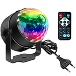 Boule Disco, SEBRUANC Mini LED Party Lights Contrôle de la musique DJ Rotatives Lampes de scène 3W RGB avec télécommande pour la maison, les fêtes d'anniversaire, les fêtes de Noël 1pc