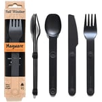 MAGWARE Utensils de camping magnétiques - Argenterie de voyage réutilisable avec un étui pour le camping pique-nique au bureau et la boîte à lunch de votre enfant cool | Cutlery de poche | Set de