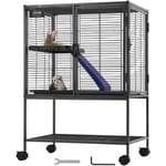 Maison mobile en metal de 34 pouces pour furets, habitat spacieux a deux niveaux, rampes et plateau inclus, assemblage simple, ideal pour rats,