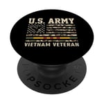 Drapeau de l'armée américaine du Vietnam pour vétéran des États-Unis PopSockets PopGrip Adhésif