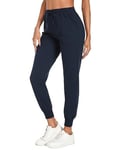 Irdcomps Pantalon de Jogging Femme Coton Pantalon de Sport Bas de Survêtement Pants Décontracté Couleur Unie avec Poches Pantalon de Yoga Pantalon de Loisirs pour Running Fitness Bleu Foncé L