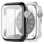 SOLOLUP 2 Pièces Coque pour Apple Watch Series 6 5 4 SE 44mm Protecteur D'écran，Protection Complète Anti-Chute Cover TPU Souple Case HD Clair Ultra Film pour iWatch Series 44mm，Noir/Transparent