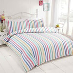 Rapport home Brushed Cotton Multicoloured Candy Striped Flannette Single Bedding Set