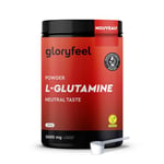 L-GLUTAMINE en Poudre 600g, 5000 mg Hautement Dosé, 100% Pure Glutamine Bioactive, Acide Aminé Essentiel, Goût Neutre, Végane, Sans Additifs et Testé en Laboratoire, Qualité Premium de gloryfeel