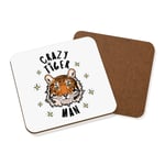 Crazy Tiger Man Stars Coaster Drinks Mat - Funny Animal