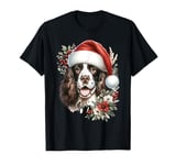 Christmas English Springer Dog Watercolor Artwork T-Shirt