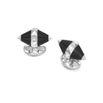 Deakin & Francis Cufflinks Sterling Silver Black Enamel Pyramid Detail