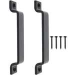 Jn.songs - 2 pcs Poignée de Porte Coulissante, Poignée de Porte pour Grange Placard Armoire Cuisine Meuble en Acier avec Vis Noir (16.5cm)