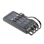 Setty Solar PowerBank 10 000 mAh 10,5W 5-i-1 USB-A / USB-C / Lightning / Micro-USB - Svart