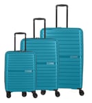 Travelite TRIENT Lot de 3 valises à 4 Roues - Tailles L/M/S - Bagages à Coque Rigide avec Serrure à Combinaison TSA (Bagage à Main sans TSA), pétrole, Trolley Set L/M/S, Lot de 4 valises rigides à