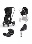 Cybex Priam Pushchair, Carrycot & Cloud T PLUS i-Size Car Seat with Base T Bundle, Chrome/Black