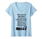 Womens Motivational Gym Quote Care For Body & Soul Fitness Training V-Neck T-Shirt