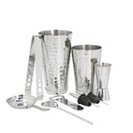 BarCraft 8-Piece Boston Stainless Steel Cocktail Shaker Set, Hammered Finish