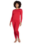 LAPASA Ensemble de sous-Vêtements Thermiques Femme Haut & Bas Maillot de Corps Manches Longues & Pantalon Chaud Automne/Hiver Rouge M