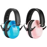 Procase 2 Casque Anti Bruit Enfant, Casque Pliable Réglable Confortable, avec Une Atténuation de SNR 34dB, Serre-tête Souple pour Milieu Bruyant ou Stressant-Bleu/Rose Clair