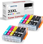 Paquet De 10 33Xl Cartouche D'Encre Compatible Pour Epson 33Xl 33 Multipack Avec Epson Expression Premium Xp-530 Xp-540 Xp-630 Xp-635 Xp-640 Xp-645 Xp-830 Xp-900 Xp-7100 Series