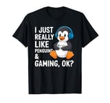 Gamer Funny Penguin Lover Video Games Penguin Gaming T-Shirt