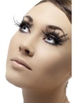 Ladies False Eyelashes Black Fancy Dress Feather Plumes Fake Lashes