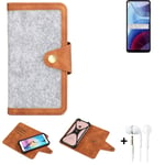 Felt Case + earphones for Motorola Moto G Power (2021) Cover light grey