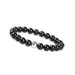 GD GOOD.designs EST. 2015 Bracelet pour hommes avec perles en pierre naturelle I Bracelet en perles de jaspe pour hommes et femmes I Bracelet extensible pour chakras (Obsidienne)