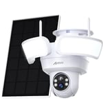 ANRAN 2K Floodlight Security Camera Wireless Outdoor with 360° View Pan/Tilt, WiFi Camera Solar, Smart Lighting Battery Cam, Color Night Vision, Siren, Two Way Audio, PIR Motion Detection, Alexa, F1