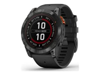 Garmin Fenix 7X Pro - Solar Edition - 51 Mm - Skiffergrå - Ja Sportklocka Med Band - Silikon - Svart - Handledsstorlek: 127-210 Mm - Display 1.4" - 32 Gb - Bluetooth, Wi-Fi, Ant+ - 96 G