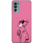 Motorola Moto G62 5G Genomskinligt Skal Pink Panter Drink