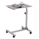 MEUBLE COSY Table de Lit pour Ordinateur Portable Hauteur Réglable Bout de canapé avec 4 roulettes Verrouillables Support PC pour Salon Bureau Chambre Bureau , Métal, Chêne, 48x37x79 cm