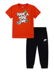 Nike Kids Boys T-shirt And Shorts Set - Black, Black, Size 6-7 Years