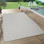 Tapis Interieur Exterieur Pour Salon, Balcon, Terrasse, Tisse a Plat Taupe 140x200 cm - Paco Home