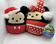 Christmas Mickey Minnie Mouse Squishmallow Disney 8" Plush Soft Toy NEW UK Pair