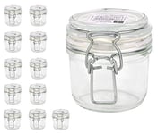 Bormioli Lot de 12 bocaux Fido avec bouchon mécanique - Capacité : 200 ml - Conservation hermétique grâce à l'anneau en caoutchouc et au bouchon à étrier Transparent